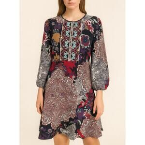 Anthropologie Lecato Peasant Dress by Donna Morgan Orig. $188) SZ 4 BoHo Paisley